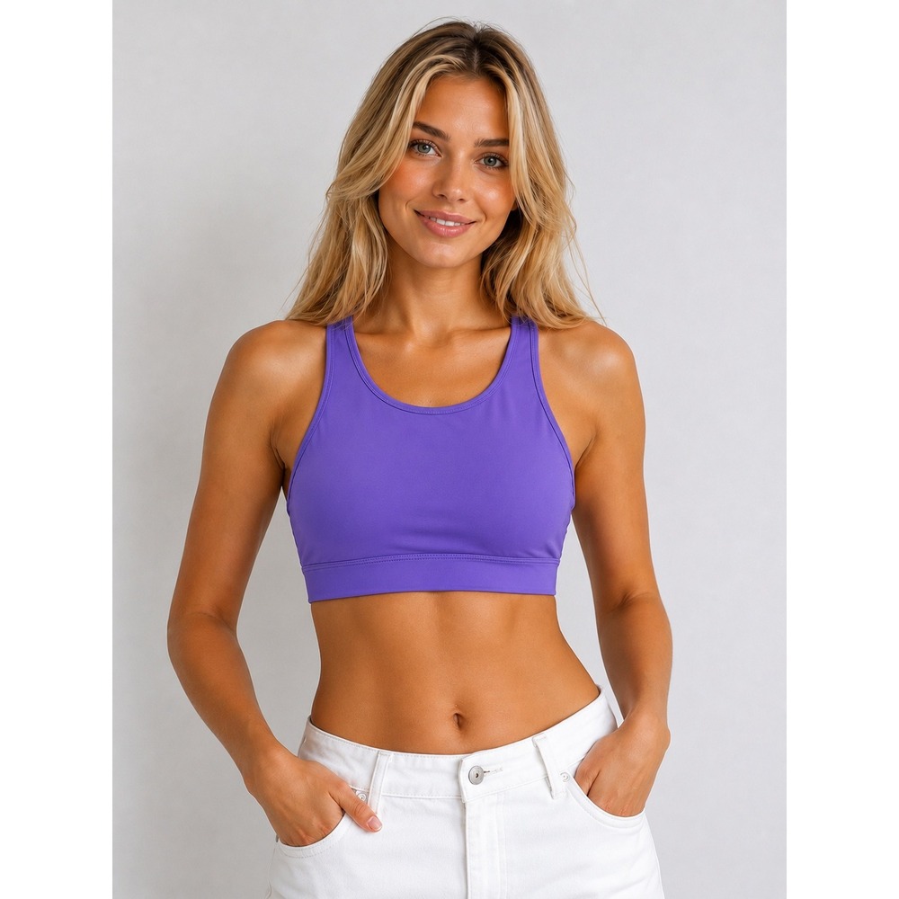 New Ultra Violet High Neck Sports Bra Racerback Purple BR-HNK-0857 Size L
